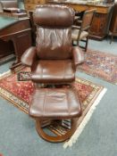 A contemporary brown leather relaxer chair, width 81 cm,