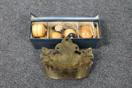 A Newcastle Upon Tyne Weekly Chronicle brass letter rack together with an antique boxed 'Present