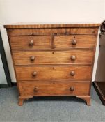 A Victorian mahogany five drawer chest, width 105 cm.