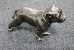 A cast iron bulldog door stop