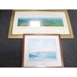 A silver and gilt framed panoramic photograph of Gleaneagles Golf Course together with a Kenneth