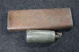 An early 20th century copper foot warmer for a motor car together with a further antique foot