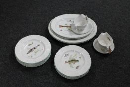 Twenty pieces of Marlbrough Old English ironstone dinner ware of fish design