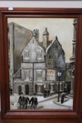 A framed oil on board, Coach and Horses in Parliament street in the year 1902,