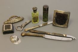 A group of silver including scent bottles,