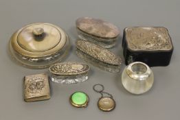 A collection of silver to include dressing table items,