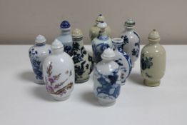 A collection of antique Chinese glazed scent bottles,