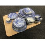 A tray of thirty-one pieces of Spode Italian blue and white china