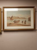 E C Booth, Cullercoats, watercolour, signed and dated 1891,