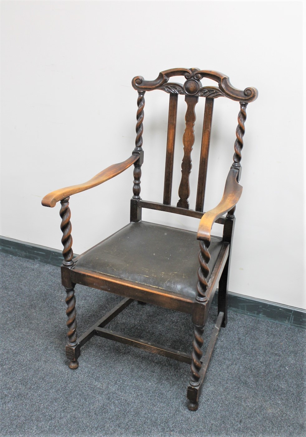 A late Victorian barley twist armchair