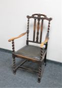 A late Victorian barley twist armchair