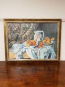 An Artagraph edition - Still life of pottery with fruit, framed.