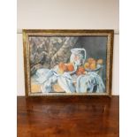 An Artagraph edition - Still life of pottery with fruit, framed.
