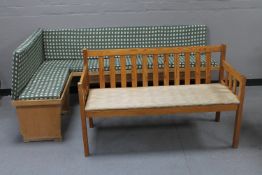 A pine framed bench together with a kitchen corner bench