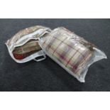 Two bags containing two pairs of tartan curtains, 90",