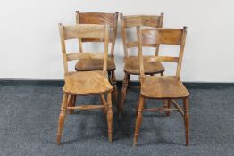 A set of four antique pine farmhouse kitchen chairs
