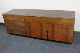 A 20th century Danish low sideboard and a matching four drawer chest
