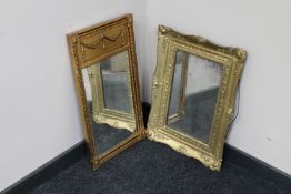 A 19th century gilt framed hall mirror and another gilt framed mirror
