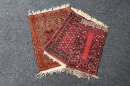 Three fringed Persian prayer rugs