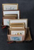 Two boxes containing a quantity of assorted framed prints