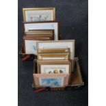 Two boxes containing a quantity of assorted framed prints