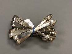 Eight pairs of Newcastle silver sugar tongs (seven Georgian and one Victorian)
