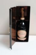 A bottle of Laurent Perrier champagne Cuvee Rose Brut,