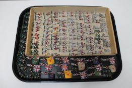A tray of 20th century hand painted and unpainted miniature lead military figures