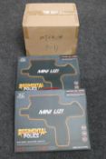 Two boxed Regimental Police mini uzi water pellet guns with box containing approximately 40,