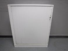 An office shutter door stationary cabinet