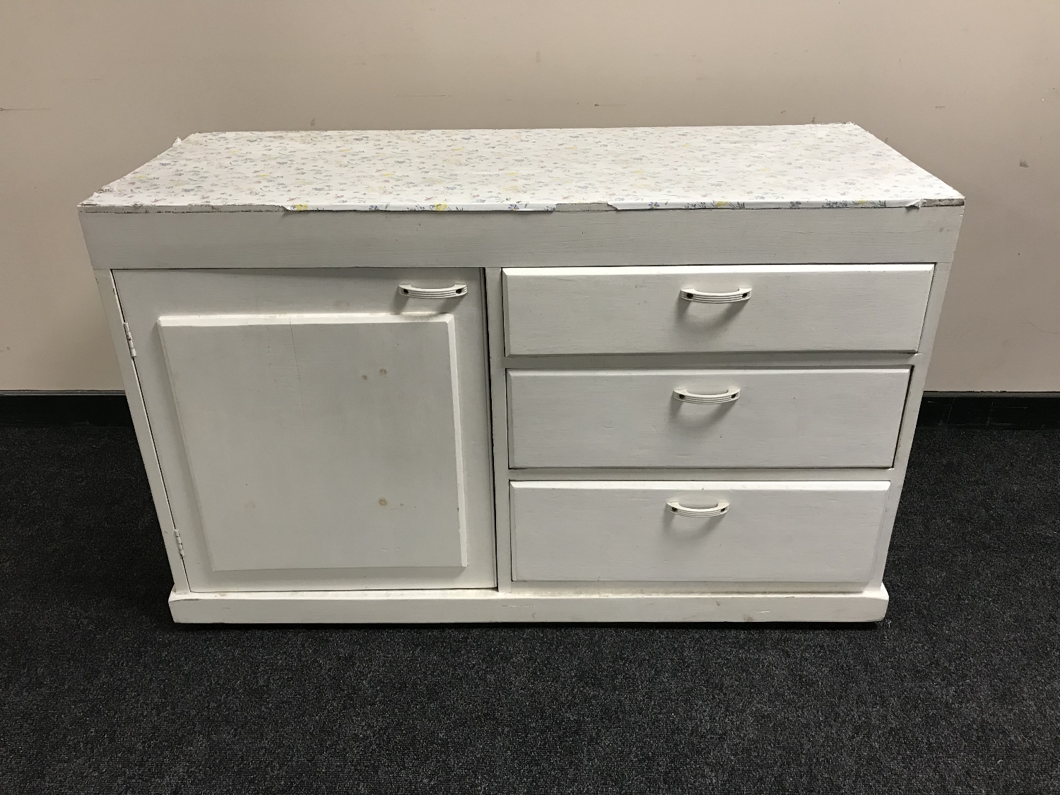 A mid 20th century painted kitchen sideboard