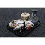 Tray containing assorted china including Beswick black gloss figure of a poodle, Beswick C.