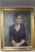 A mid 20th century continental school oil on canvas, portrait of a lady,