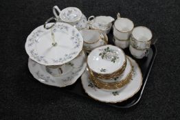 A tray containing a Duchess Tranquility teapot, sugar basin and milk jug,