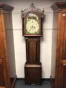 A 19th century oak longcase clock, with painted dial, signed E Dixon of Hexham,