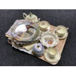 A tray of seven piece Crown Stafford tea for two, collector's plates with certificates,