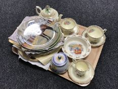 A tray of seven piece Crown Stafford tea for two, collector's plates with certificates,