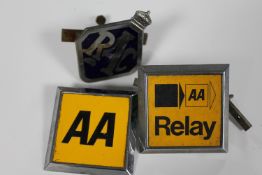 Two AA badges and an RAC badge by Poye Menning & Spencer Limited