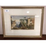In the manner of Antonio Sminck Pitloo : Etruscan landscape, watercolour, 26 cm x 16 cm, framed.