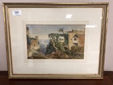 In the manner of Antonio Sminck Pitloo : Etruscan landscape, watercolour, 26 cm x 16 cm, framed.