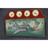 A contemporary relief plaque, Around the World Aero Postal,