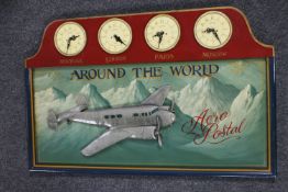 A contemporary relief plaque, Around the World Aero Postal,
