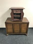 A 20th century walnut blanket box together with a contemporary side table/magazine rack