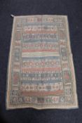 A Kashmiri hand chain stitch wool rug 140 cm x 86 cm