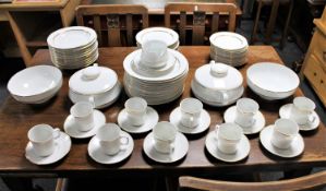 Seventy-four pieces of Bavarian Eschenbaci white and gilt dinner ware