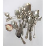 A silver serving spoon, London hallmarks,