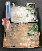 Two boxes of assorted 20th century drinking glasses