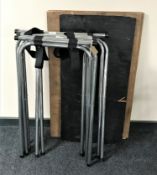 Four restaurant tray stands