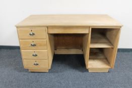 A pine twin pedestal writing desk