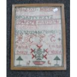 A George IV framed alphabet sampler dated 1828